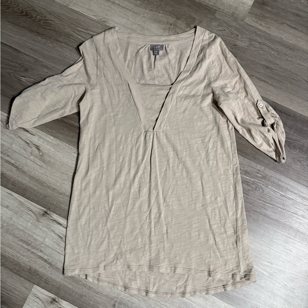 J. Jill Light Beige V-Neck Tunic